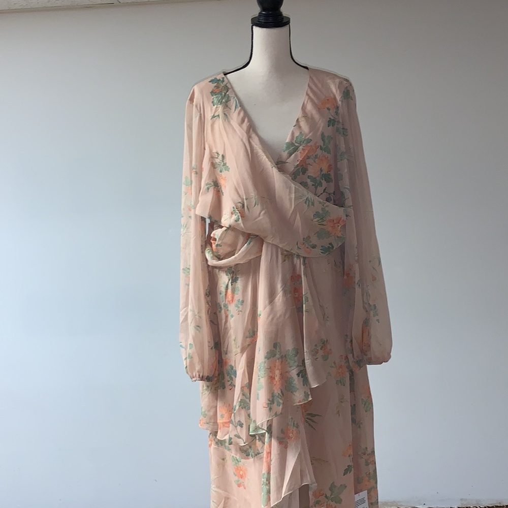 ASOS Design Curve Wrap Waist Floral Print Midi Dress 20 - Picture 2 of 12